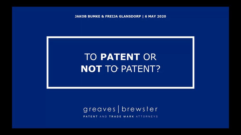 To Patent or Not to Patent