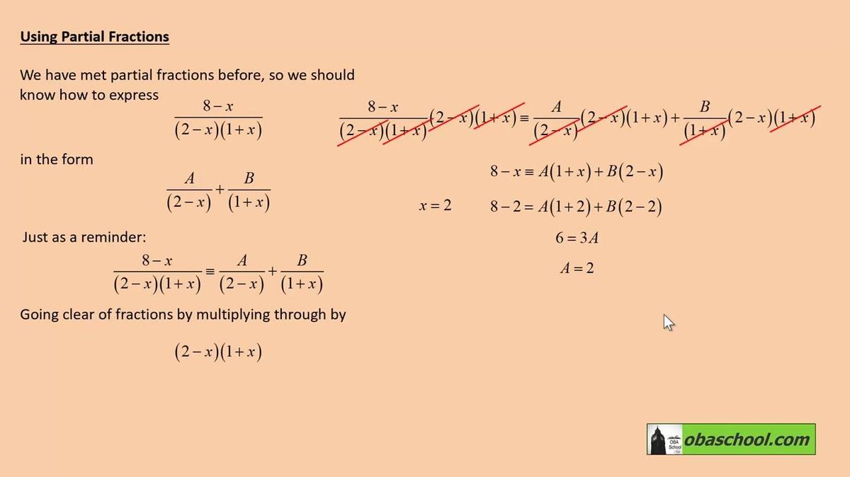 PMY2 Ch4.3 Binomial Expansion - Using Partial Fractions ex1