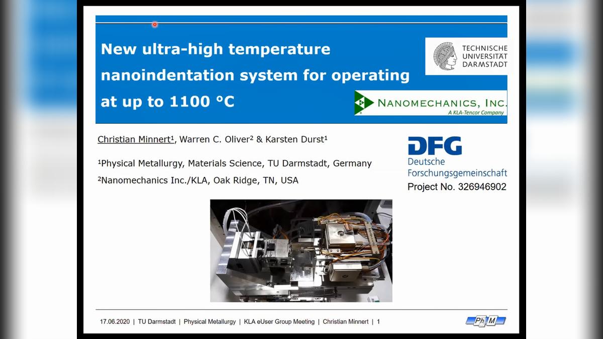 Christian Minnert: New ultra-high temperature nanoindentation system for operating at up to 1100°C