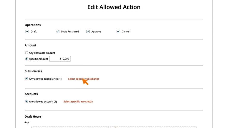 Allowed Actions: Subsidiaries