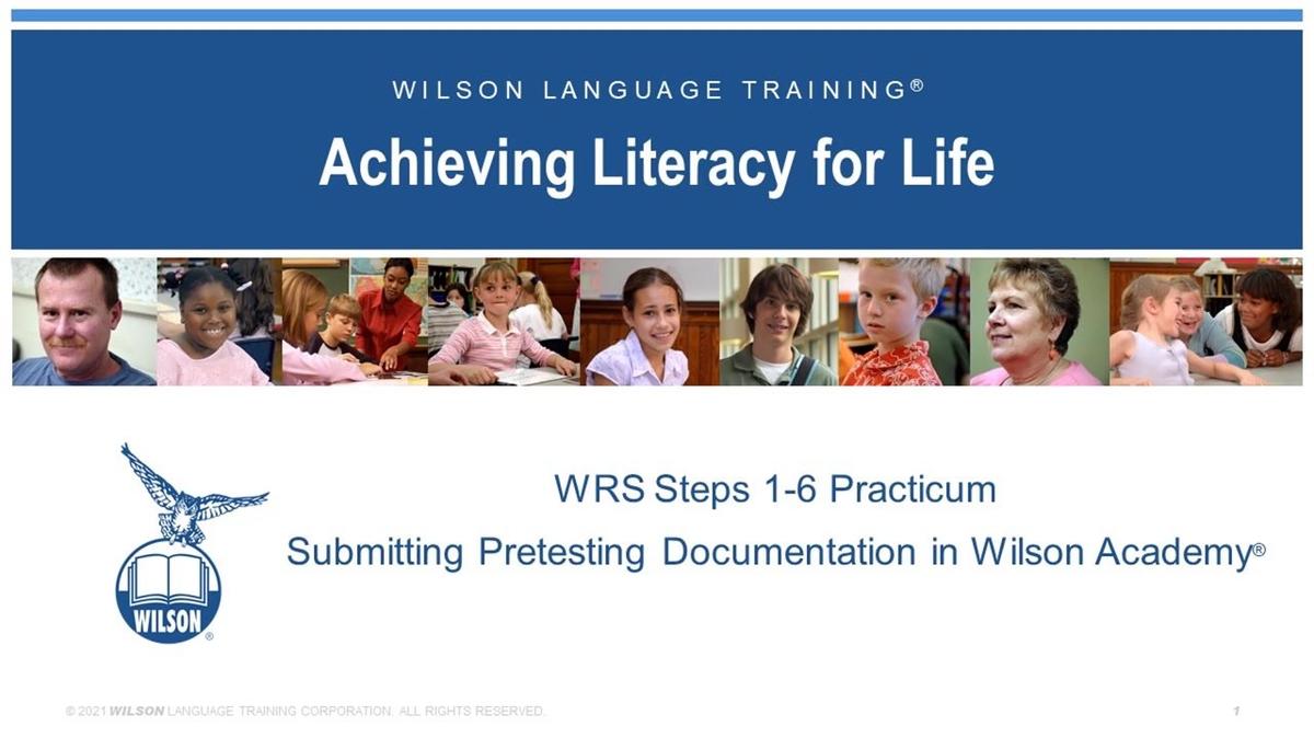 WRS Steps 1-6 Practicum Submitting Pre-Testing Docs to WA