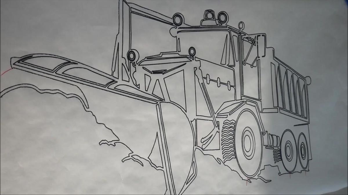 tracing a snow plow picture to create a vinyl graphic