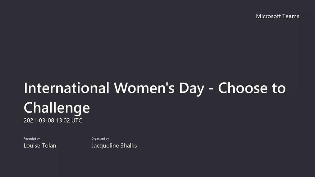 International Women's Day Q&A - Choose to Challenge 08.03.21