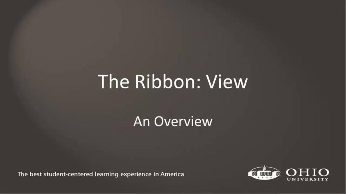 Module 11: The Ribbon - View