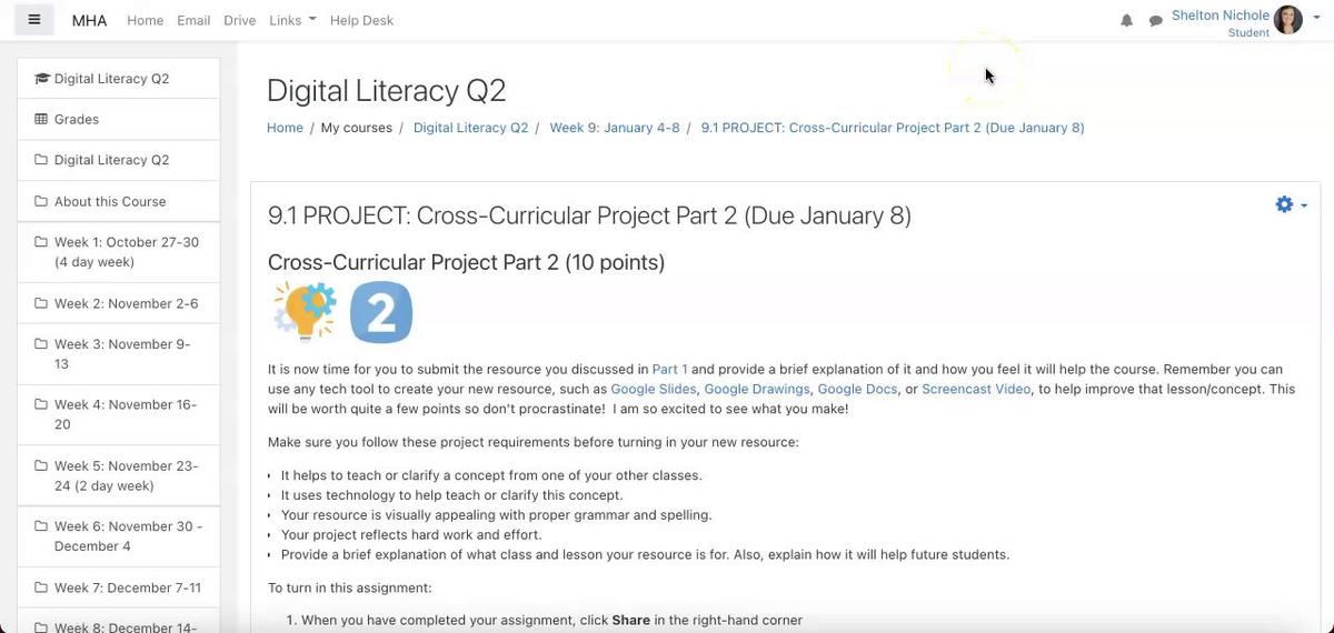 Digital Literacy 9.1 Cross Curricular Project Explanation.mp4