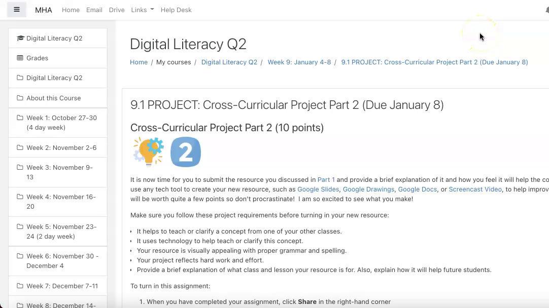 Digital Literacy 9.1 Cross Curricular Project Explanation.mp4