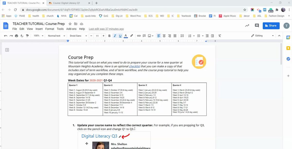 Course Prep Training 2020-21