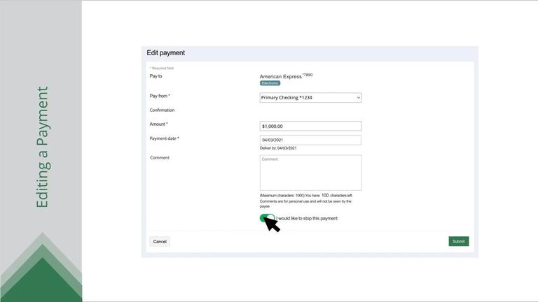 Editing or Cancelling a Pending Payment