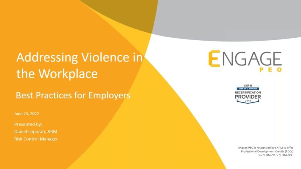 The Engage Monthly HR Webinar - Workplace Violence and Active Shooter Training