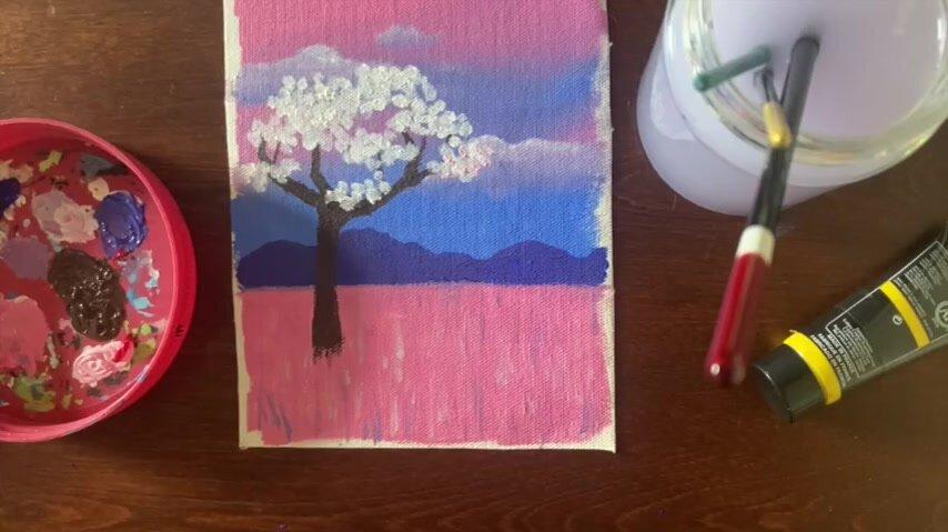Acrylic Cherry Blossom Painting