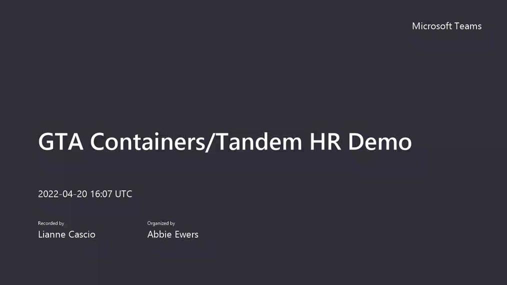 GTA Containers_Tandem HR Demo