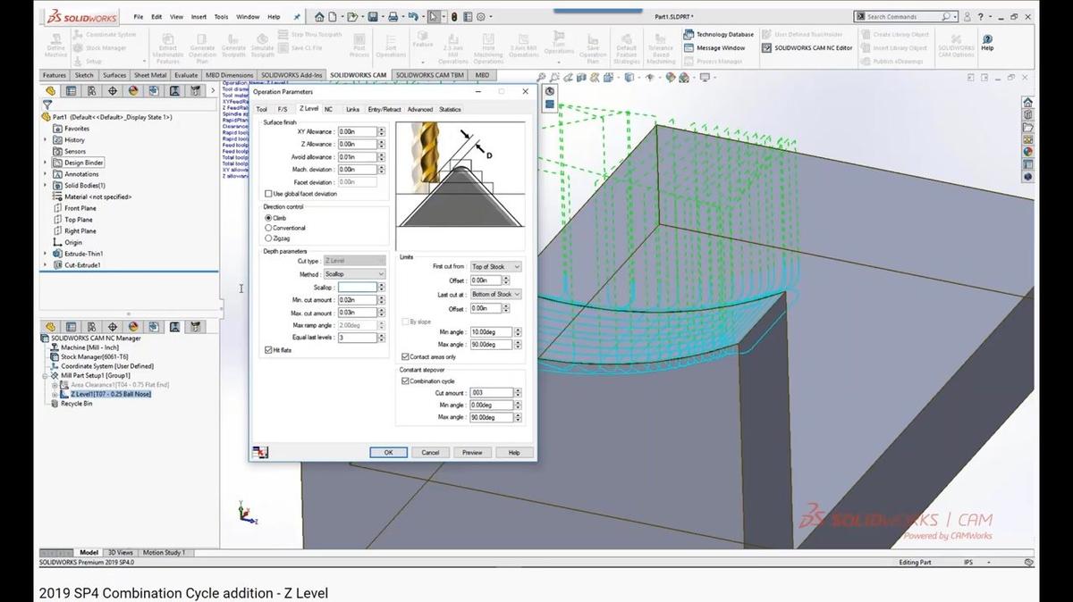 SOLIDWORKS CAM Professional_Z LEVEL COMBINATION CYCLE