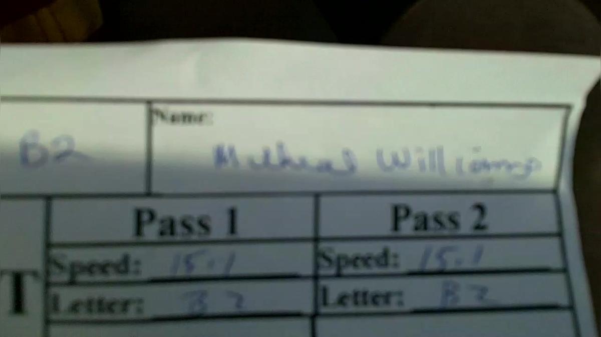 Michael Williams B2 Round 1 Pass 2