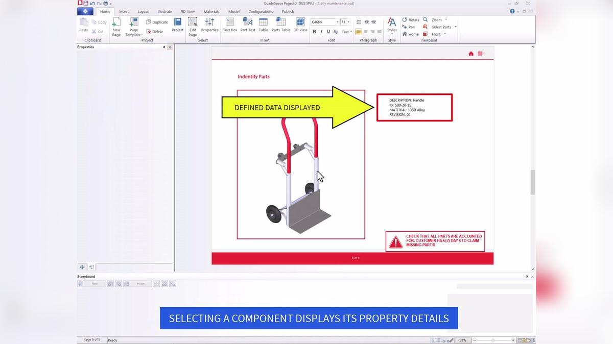 Pages3D allows the creation of animated illustrations with associated properties.