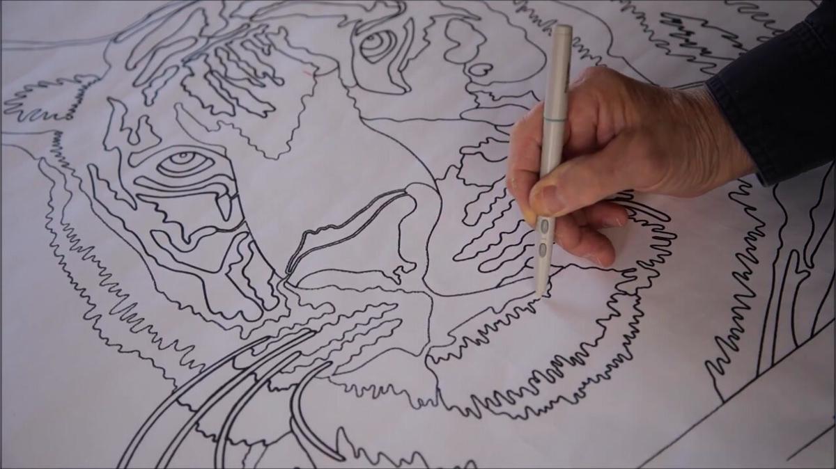 a detailed  intarsia diagram traced out for a laser cut out