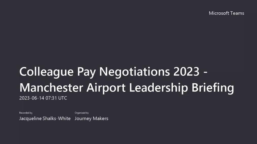 Colleague Pay Negotiations 2023 - Manchester Airport Leadership Briefing