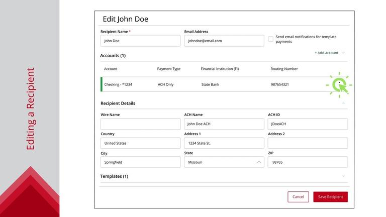 Editing or Deleting a Recipient