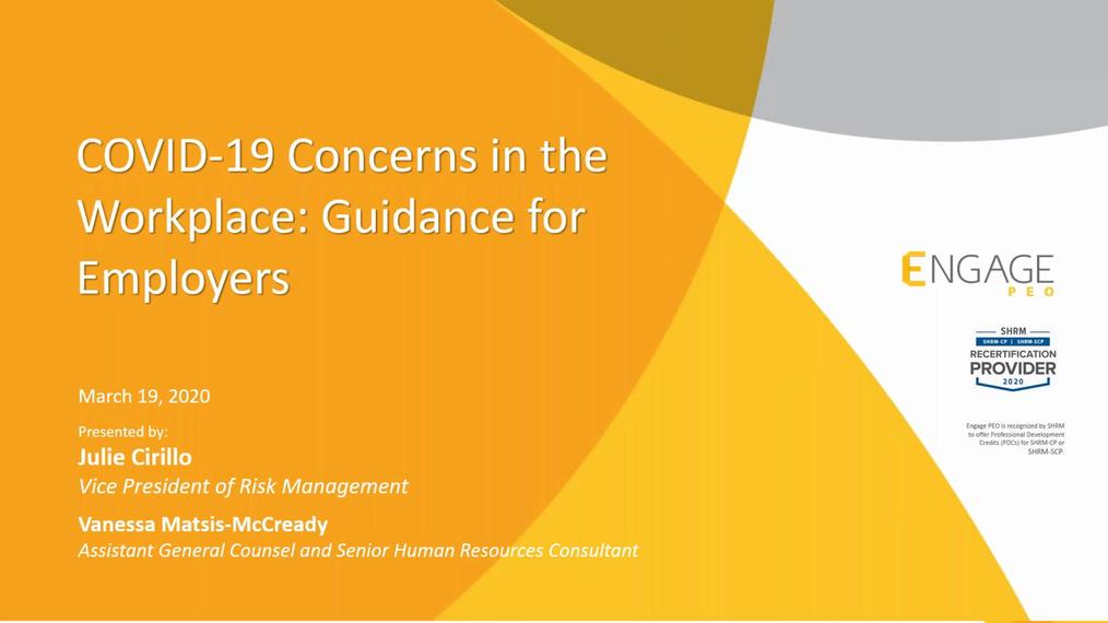 COVID-19 - Managing Concerns in the Workplace - March HR Webinar