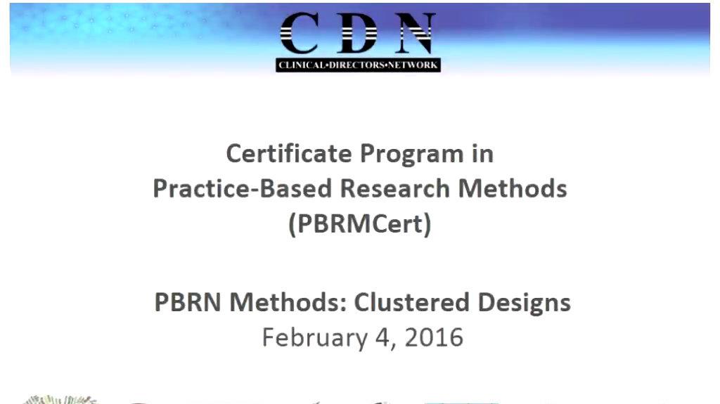 PBRN Methods: Cluster Designs