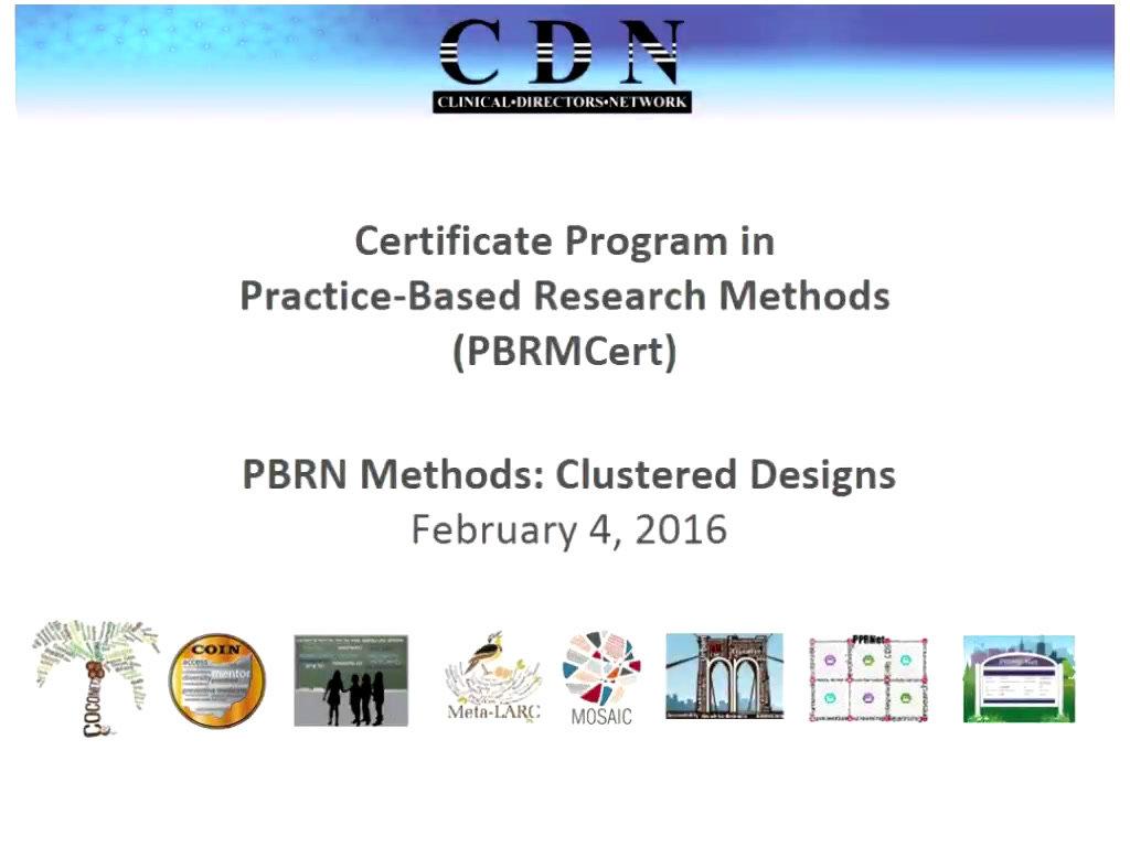 PBRN Methods: Cluster Designs
