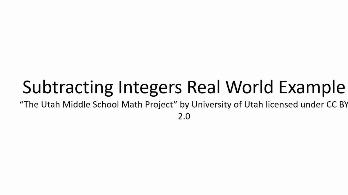 Math 7 Subtracting Integers Real World Example