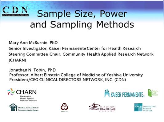 Session 5 Sample Size Power Calculations  Sampling Methods