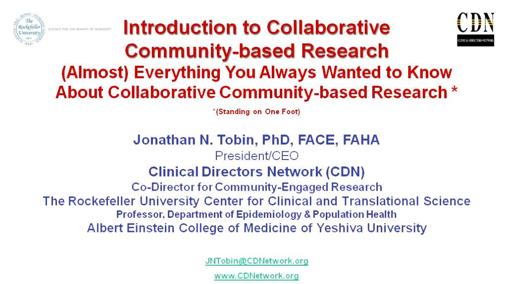 Introduction to Collaborative Community-Based Research