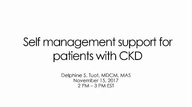 Self management support for patients with CKD