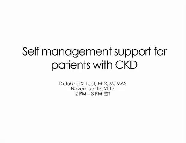 Self management support for patients with CKD
