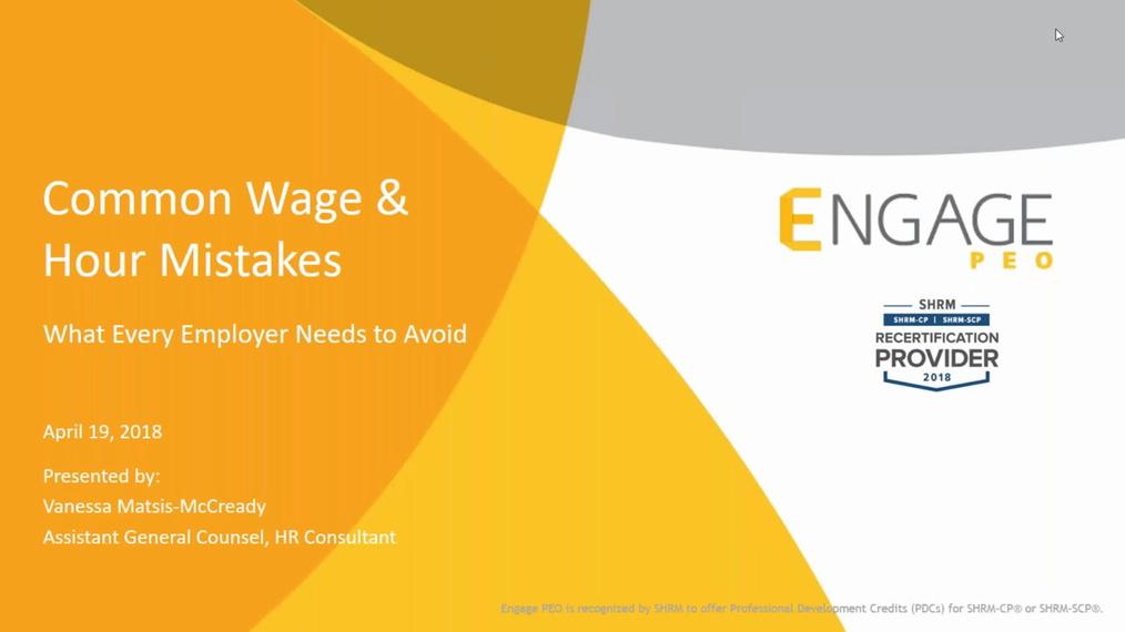 April 2018 HR Webinar - Wage and Hour Rules