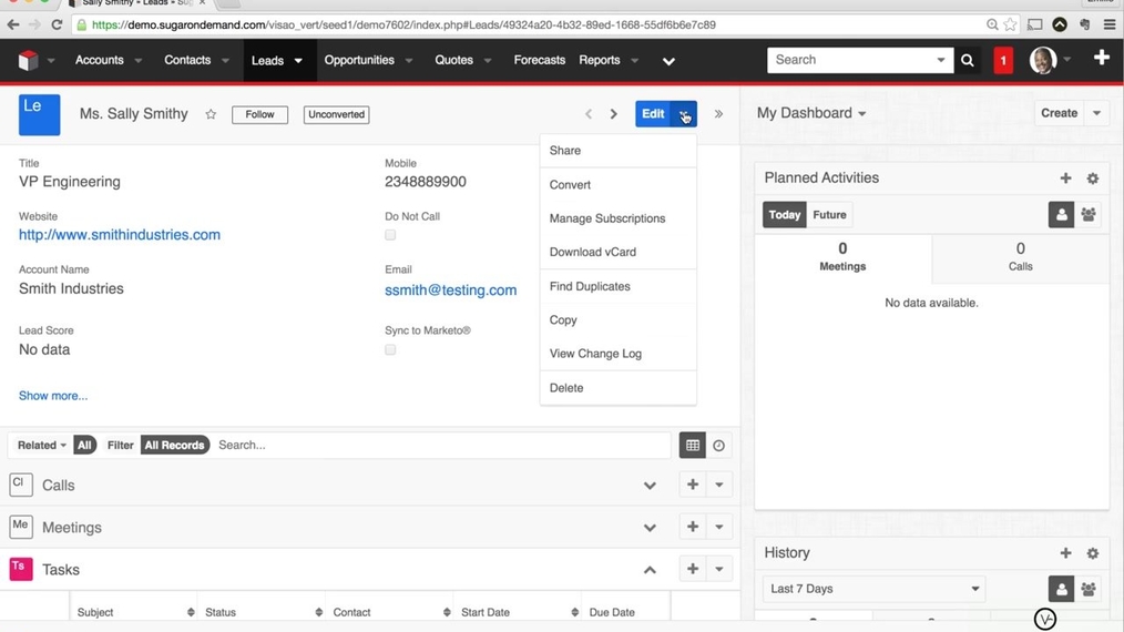 SugarCRM7 - How to Convert a Lead