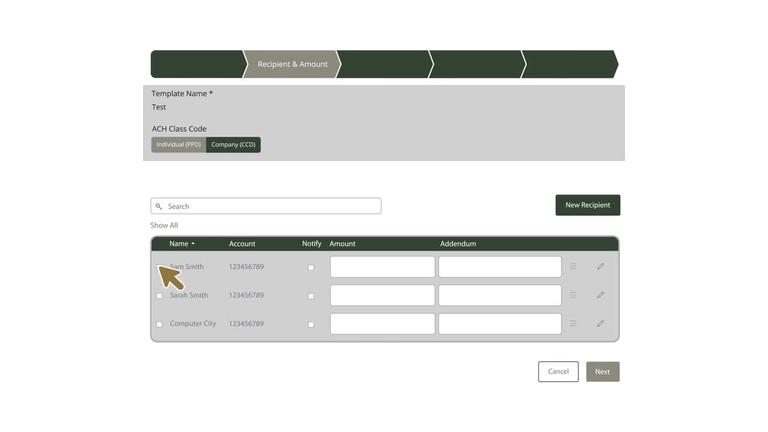 Creating a New Payment or Template
