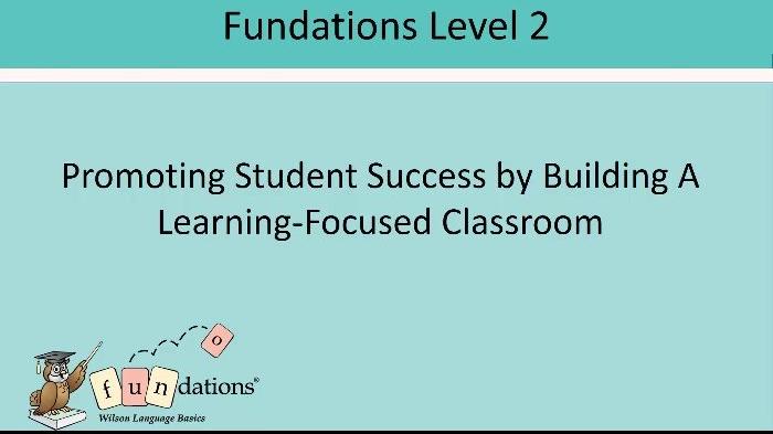Fundations Level 2 Classroom Setup