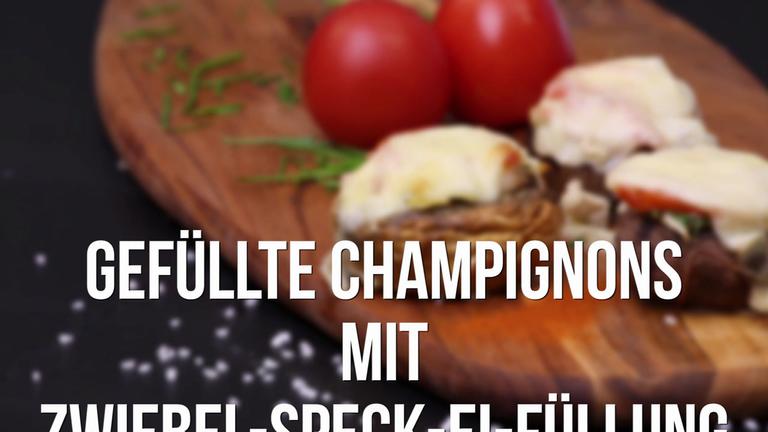 Gefüllte Champignons mit Zwiebel-Speck-Ei-Füllung