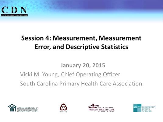 Session 4: Measurement, Measurement Error, and Descriptive Statistics