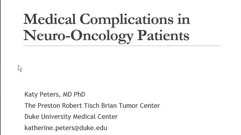 Medical Complications in Neuro-Oncology Patients