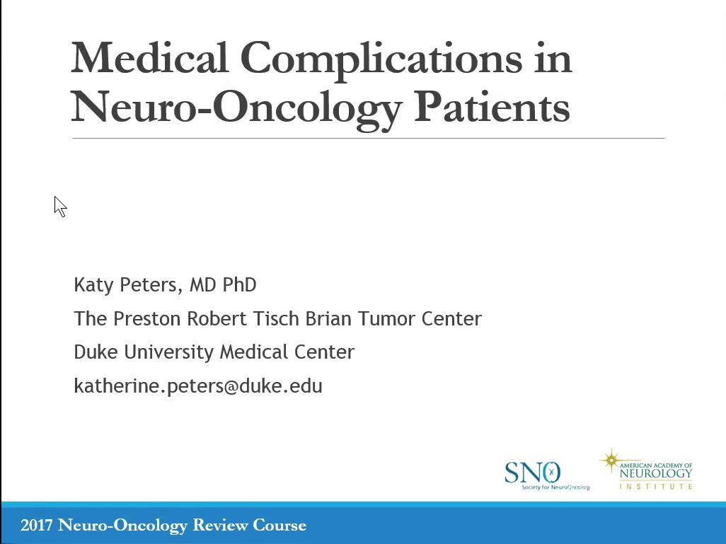 Medical Complications in Neuro-Oncology Patients