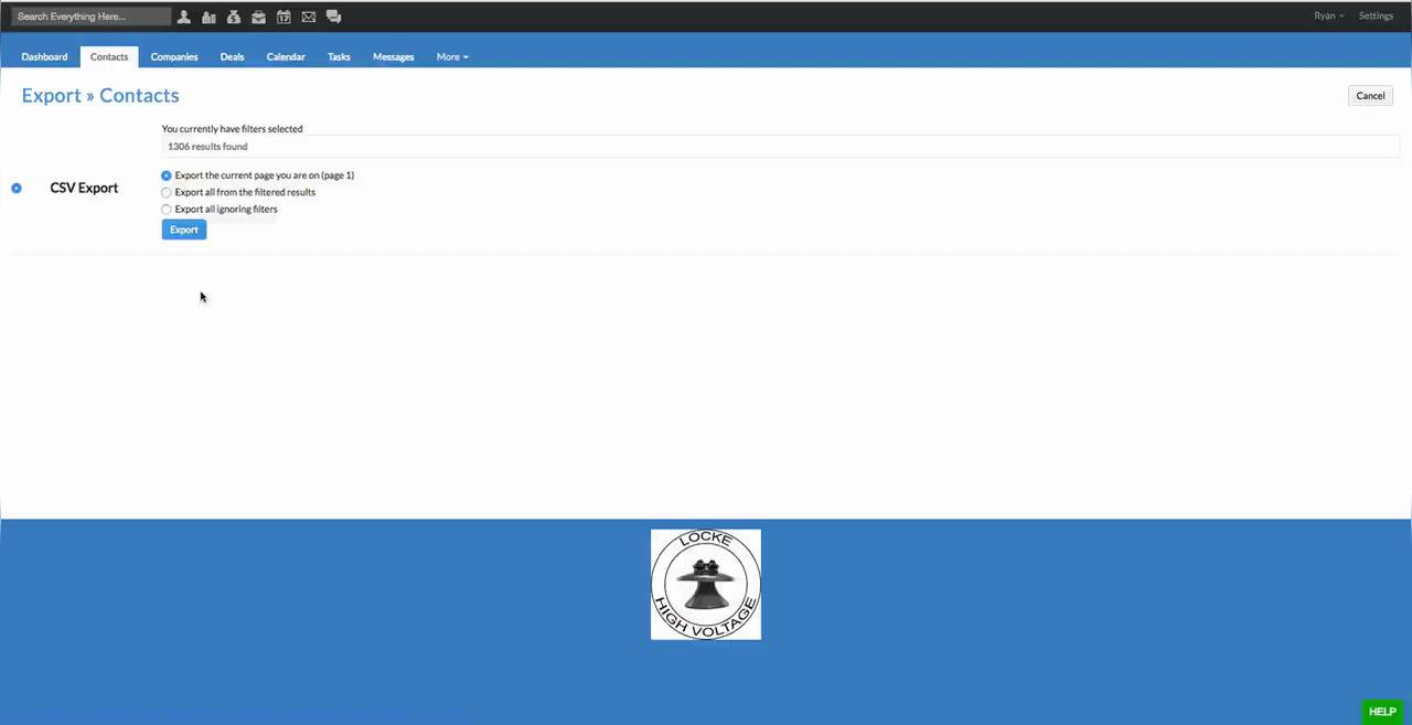 Export Contacts Current Page