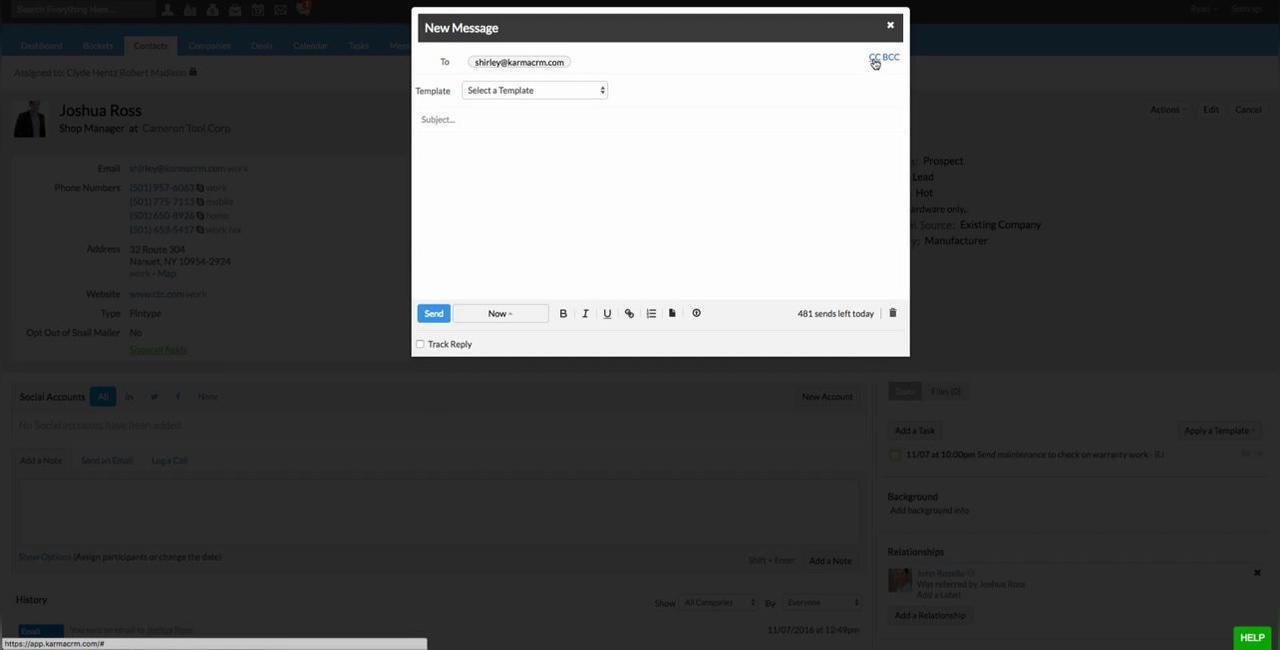Using BCC and CC in karma Email