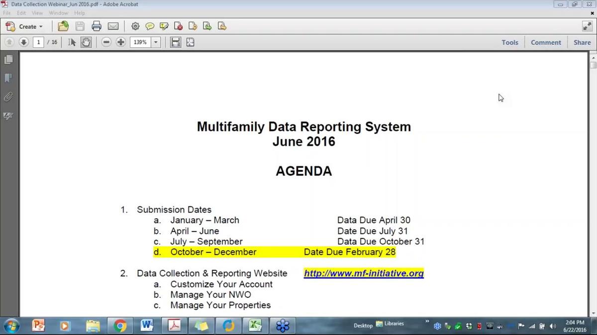 MFI Quarterly Reporting