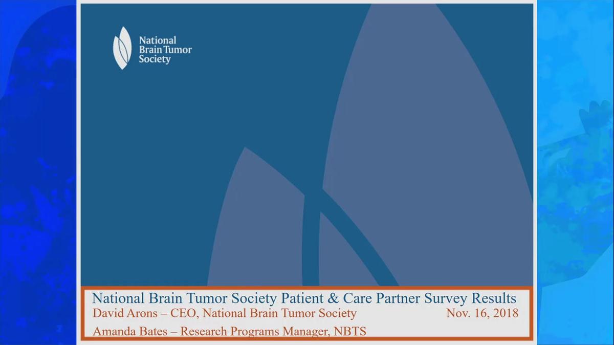 National Brain Tumor Society Survey Results, David Arons