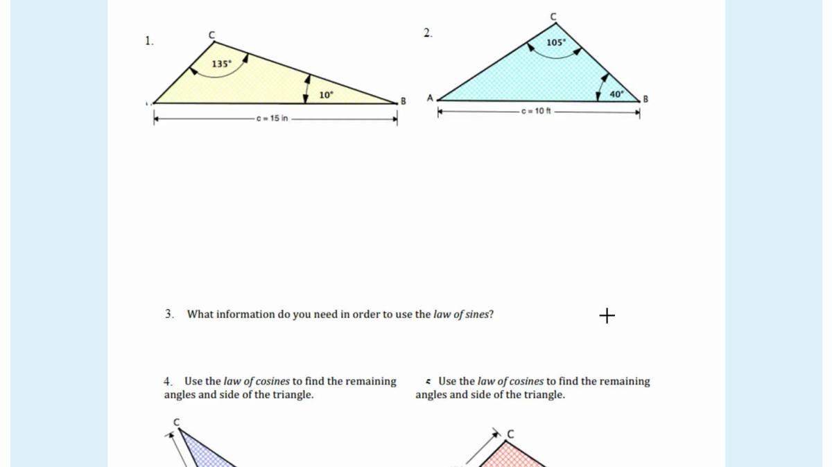 Homework Help Law of Sines and Cosines Question 11.mp4