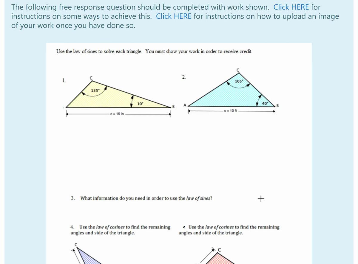Homework Help Law of Sines and Cosines Question 11.mp4