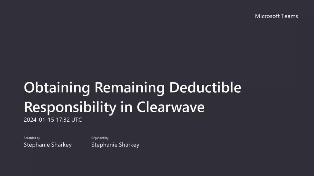 Obtaining Remaining Deductible Responsibility, Clearwave