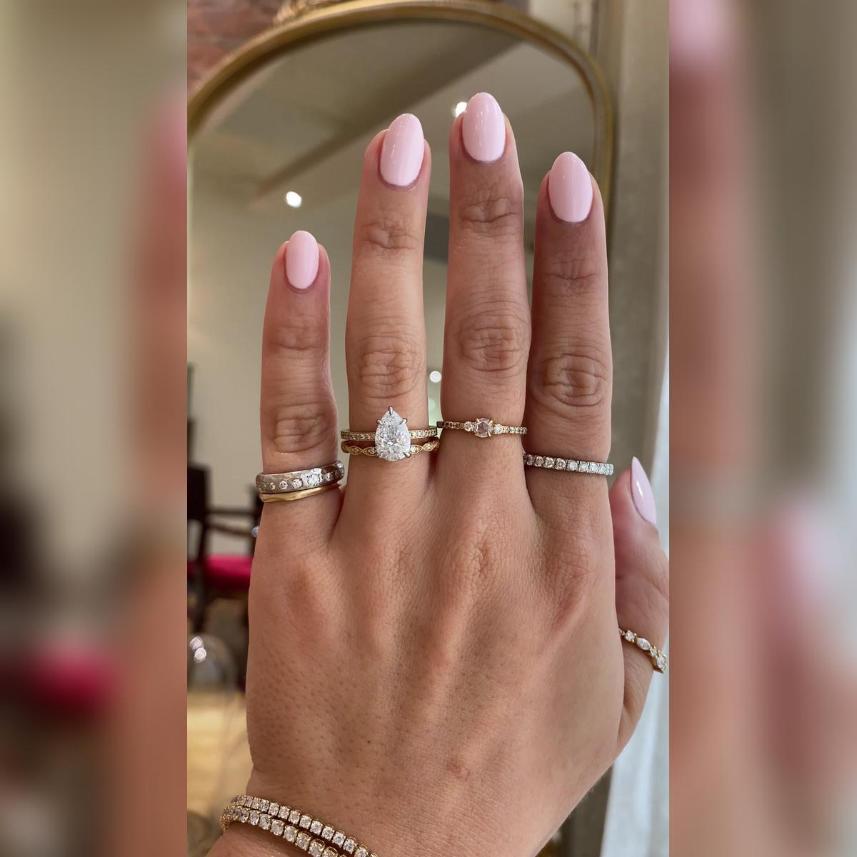 Lauren Pear Wedding Band Pairings