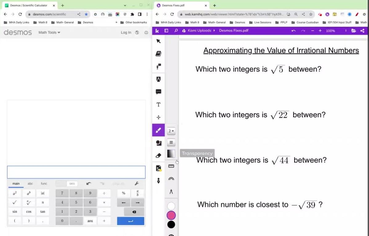 Approx. Value Irrational Numbers