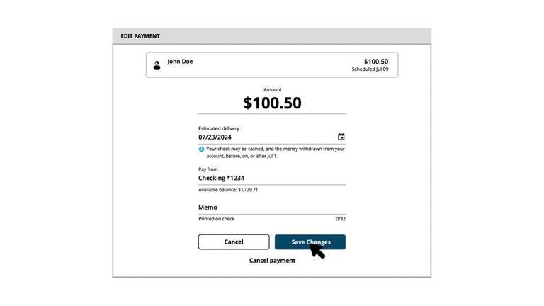 Editing or Cancelling a Pending Payment