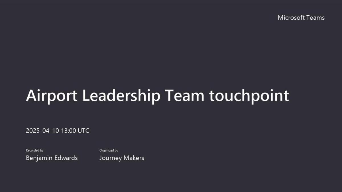 Airport Leadership Team touchpoint 10 April 2025