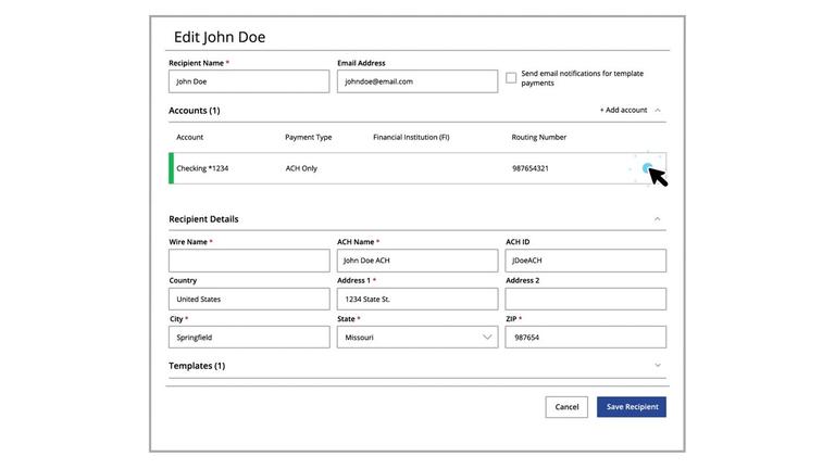 Editing or Deleting a Recipient