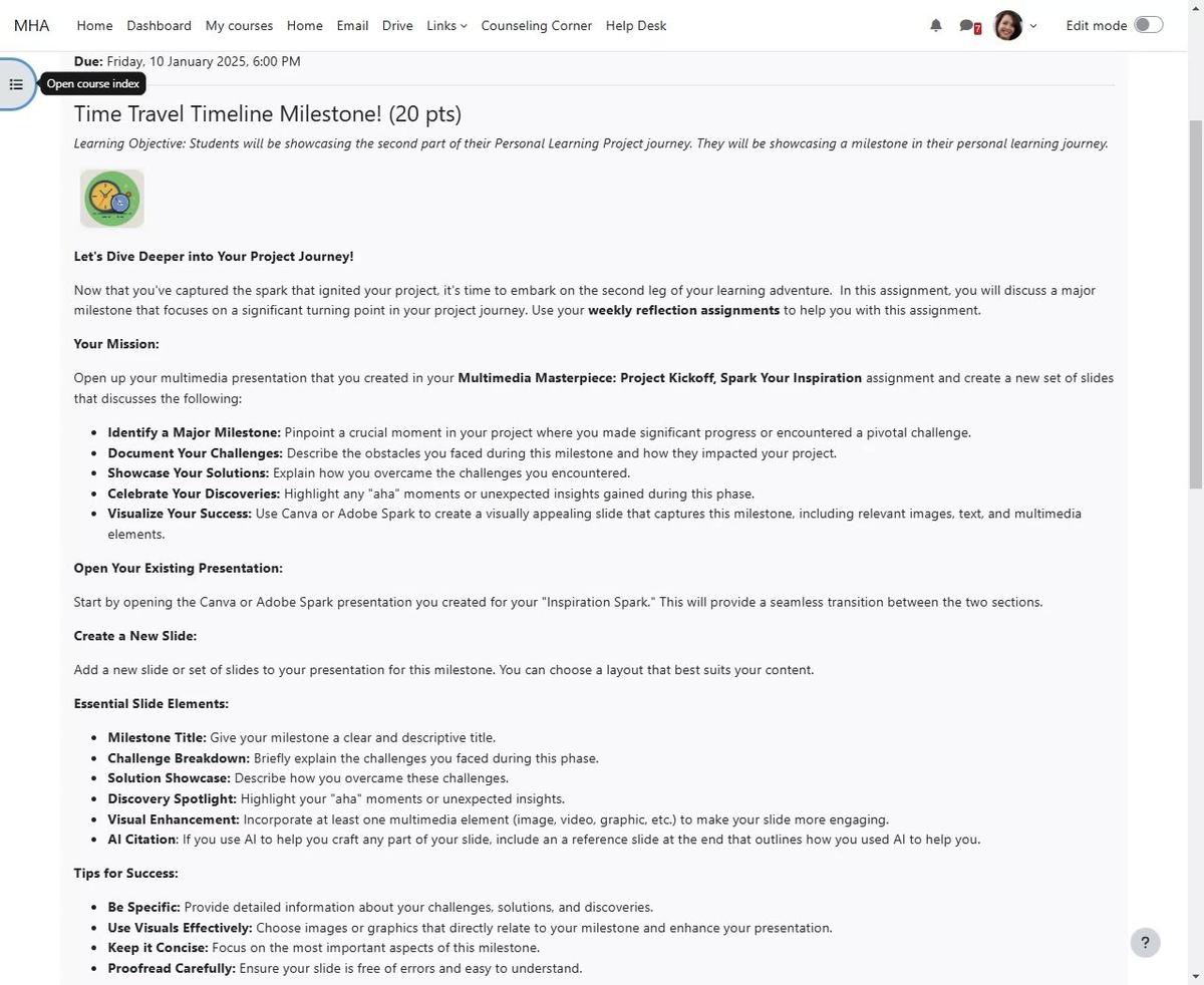 Multimedia Masterpiece Major Milestons